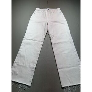 FRAME Le Jane Crop High Rise Straight Leg Jeans Pale Pink Raw Hem Size 26
